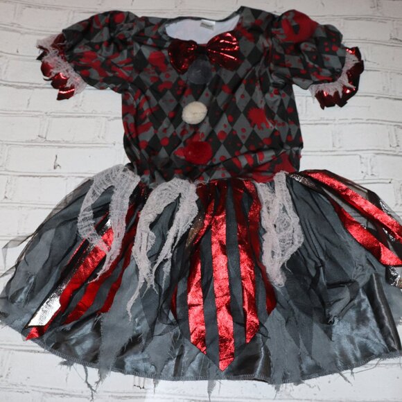 Big Kids XL Girls Scary Clown Dress Halloween Costume - Picture 1 of 6